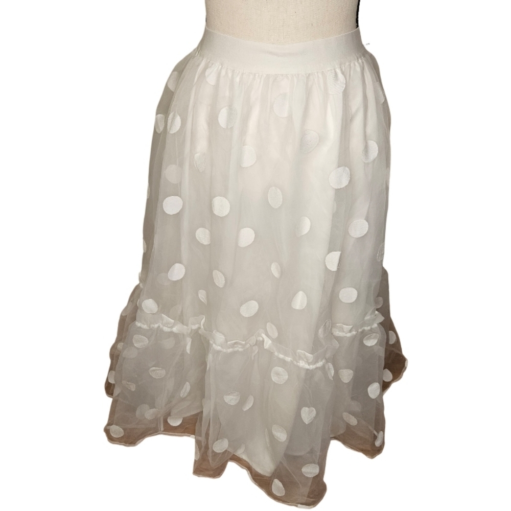 NWT - Anthropologie Eva Franco Sheer White Polka Dot Skirt - Picture 3 of 13